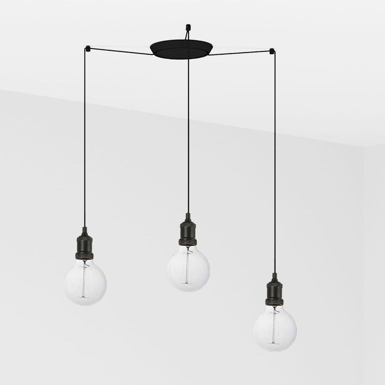 Lustra Cu Pendule Design Minimalist Art Negru Pendule Lustre Sus