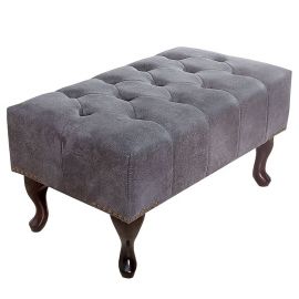 Banchete-Tabureti - Taburet/ Suport picioare clasic stil englezesc Chesterfield gri antic