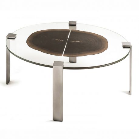Masute Living - Masuta ovala design Glass&Wood FORESTA H-41cm