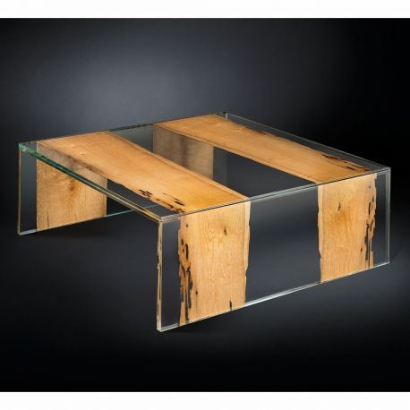 Masute Living - Masuta design Glass&Wood VENEZIA 100x100cm