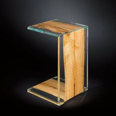 Masute Living - Masuta design Glass&Wood VENEZIA 40x40cm