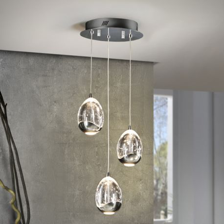 Pendule, Lustre suspendate - LUSTRA CU 3 PENDULE LED ROCIO, crom