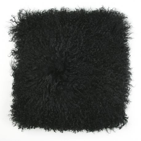 Perne si fete de perne - Perna cu piele de oaie LW Tibetan 50x50cm Velvet Black