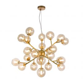 Candelabre, Lustre - Lustra deosebita cu 24 de surse de lumina Dallas, auriu mat/ chihlimbar