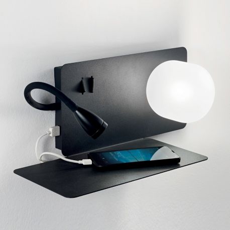 Aplice, corpuri de iluminat pentru pereti - Aplica LED moderna cu reader LED cu port USB BOOK-1 AP2