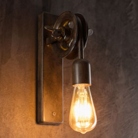 Aplice perete Fier Forjat - Aplica perete design industrial cu scripete WL 3673