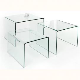 Masute Living - Set de 3 masute din sticla design modern Fantome