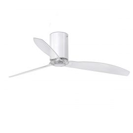 Lustre cu ventilator - Ventilator de tavan modern cu telecomanda MINI TUBE FAN alb lucios/transparent