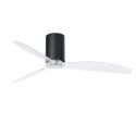 Ventilator de tavan modern cu telecomanda MINI TUBE FAN negru lucios/transparent 