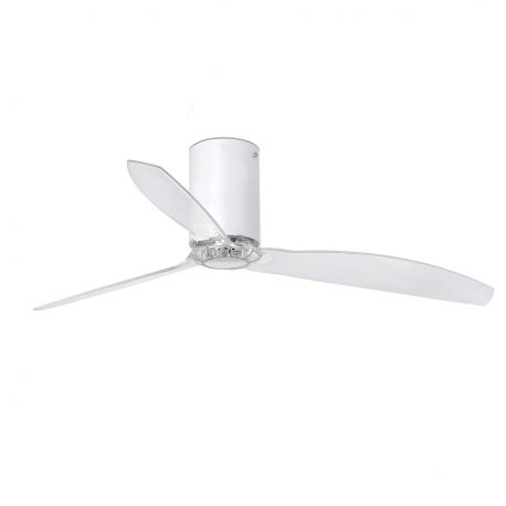 Lustre cu ventilator - Ventilator de tavan modern cu telecomanda MINI TUBE FAN alb mat/transparent