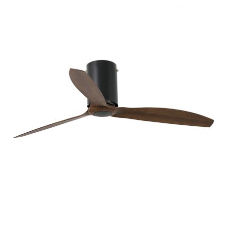 Lustre cu ventilator - Ventilator de tavan modern cu telecomanda MINI TUBE FAN negru mat/lemn