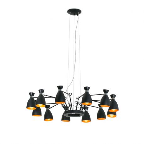 Pendule, Lustre suspendate - Lustra design Retro Black and gold 12L