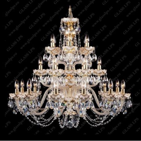 Lustre Cristal Bohemia - Lustra 24 brate cristal Bohemia, gold/ white