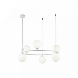 Pendule, Lustre suspendate - Lustra design modern cu 6 surse de lumina Ring alba