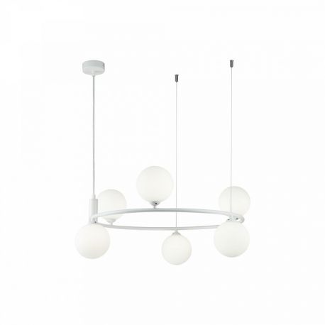 Pendule, Lustre suspendate - Lustra design modern cu 6 surse de lumina Ring alba