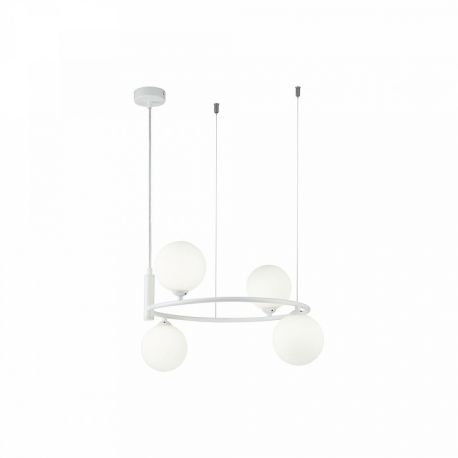 Pendule, Lustre suspendate - Lustra design modern cu 4 surse de lumina Ring alba