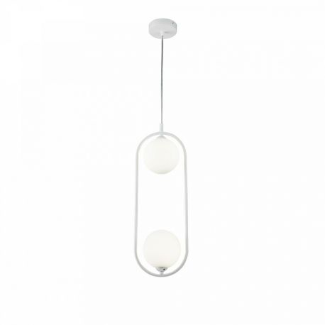 Pendule, Lustre suspendate - Lustra / Pendul design modern cu 2 surse de lumina Ring alb