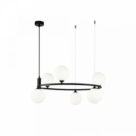 Pendule, Lustre suspendate - Lustra design modern cu 6 surse de lumina Ring neagra