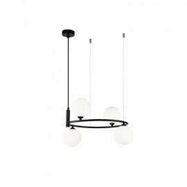 Pendule, Lustre suspendate - Lustra design modern cu 4 surse de lumina Ring neagra