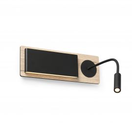 Aplice, corpuri de iluminat pentru pereti - Aplica LED cu reader LED design nordic MOOD lemn/negru