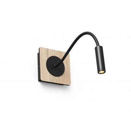 Aplice, corpuri de iluminat pentru pereti - Aplica minimalista cu reader LED design nordic MOOD lemn/negru