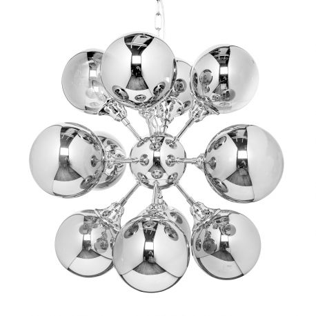 Candelabre, Lustre - Lustra moderna cu 12 abajururi din sticla Galaxy 72cm, argintiu