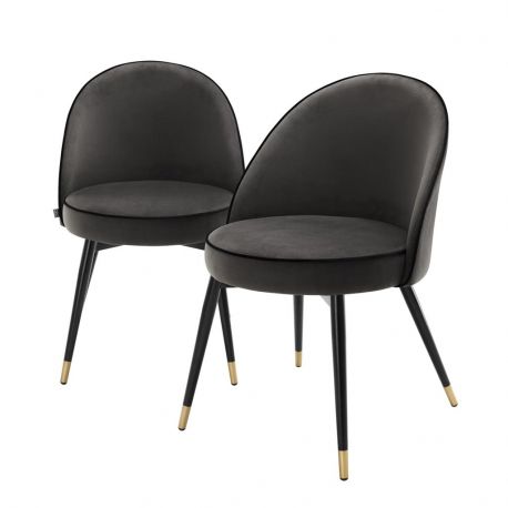 Seturi scaune, HoReCa - Set de 2 scaune Cooper, catifea gri inchis