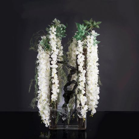 Aranjamente florale LUX - Aranjament floral mare ETERNITY BLACK WISTERIA, H-120cm