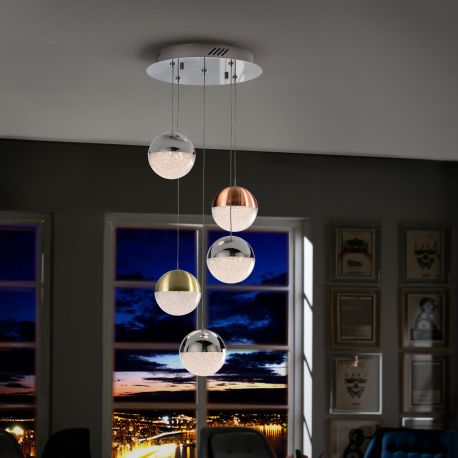Pendule, Lustre suspendate - Lustra LED dimabila cu telecomanda Sphere 5L