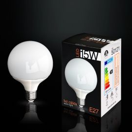 Becuri E27 - Bec LED E27 15W 3000K lumina calda GLOBE opal