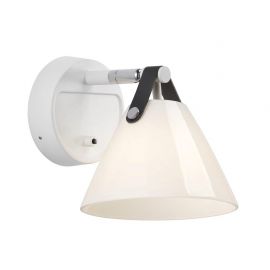 Aplice, corpuri de iluminat pentru pereti - Aplica design nordic STRAP alb/ sticla alba