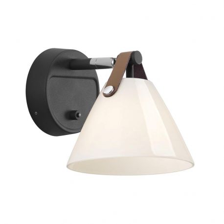 Aplice, corpuri de iluminat pentru pereti - Aplica design nordic STRAP negru/ sticla alba