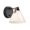 Aplica design nordic STRAP negru/ sticla alba