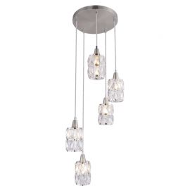 Pendule, Lustre suspendate - Lustra moderna cu 5 pendule WOLLI nichel/transparent
