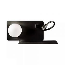 Aplice, corpuri de iluminat pentru pereti - Aplica LED moderna cu reader LED cu port USB BOOK-2 AP2 NERO