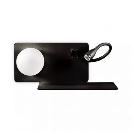 Aplice, corpuri de iluminat pentru pereti - Aplica LED moderna cu reader LED cu port USB BOOK-2 AP2 NERO