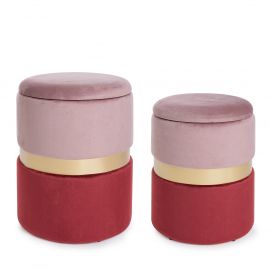 Banchete-Tabureti - Set de 2 tabureti design elegant POLINA roz-rosu