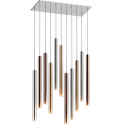 Lustra LED design minimalist cu 11 pendule LOYA, crom/ auriu- french gold/ cupru