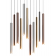Pendule, Lustre suspendate - Lustra LED design minimalist cu 11 pendule LOYA, crom/ auriu- french gold/ cupru