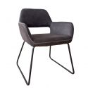 Set de 2 scaune, design retro Mustang, microfibra gri antic