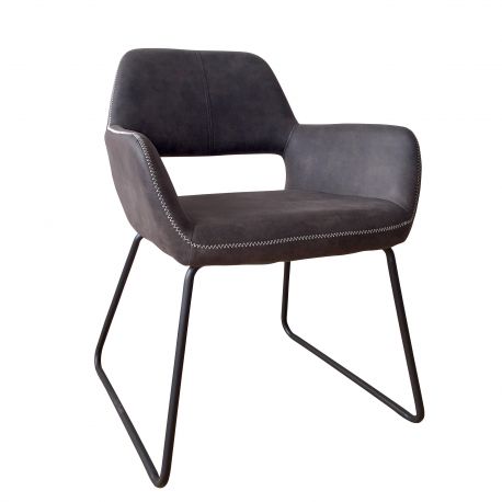 Seturi scaune, HoReCa - Set de 2 scaune, design retro Mustang, microfibra gri antic