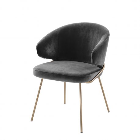 Scaune - Scaun tapitat design LUX Kinley, catifea savona gri inchis