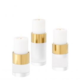 Parfumuri de camera, Idei cadouri, Obiecte decorative - Set de 3 suporturi lumanari Sierra, auriu