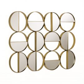 Decoratiuni perete - Decoratiune de perete din metal si oglinda Golden, 79x60cm
