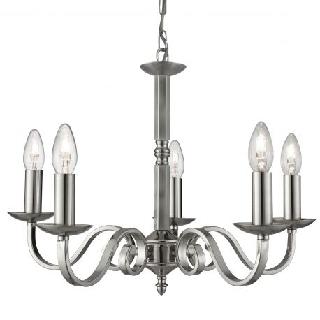 Candelabre, Lustre - Lustra clasica suspendata design traditional Richmond 5L argintiu