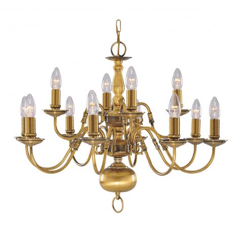 Corpuri de iluminat Lustre pentru casa scarii - Candelabru casa scarii stil clasic Flemish alama 12L