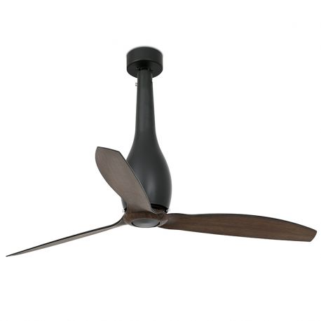 Lustre cu ventilator - Ventilator cu telecomanda ETERFAN negru mat/ lemn