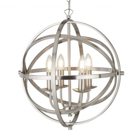 Candelabre, Lustre - Lustra suspendata stil traditional Orbit argintiu satin