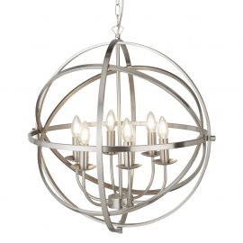 Candelabre, Lustre - Lustra suspendata stil traditional Orbit argintiu satin