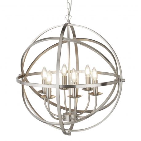Candelabre, Lustre - Lustra suspendata stil traditional Orbit argintiu satin